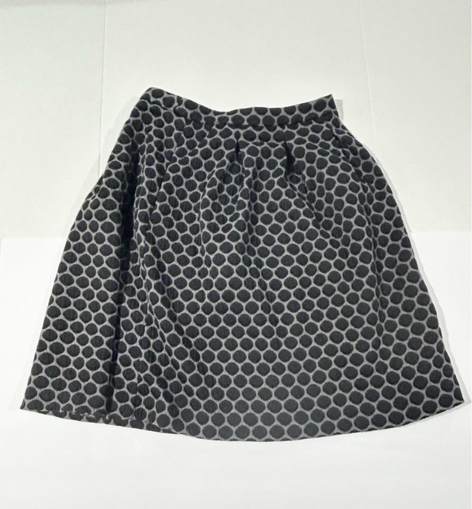 Boden Navy Blue Metallic Gold Polka Dot Knit A Line Retro MIDI Skirt 6R