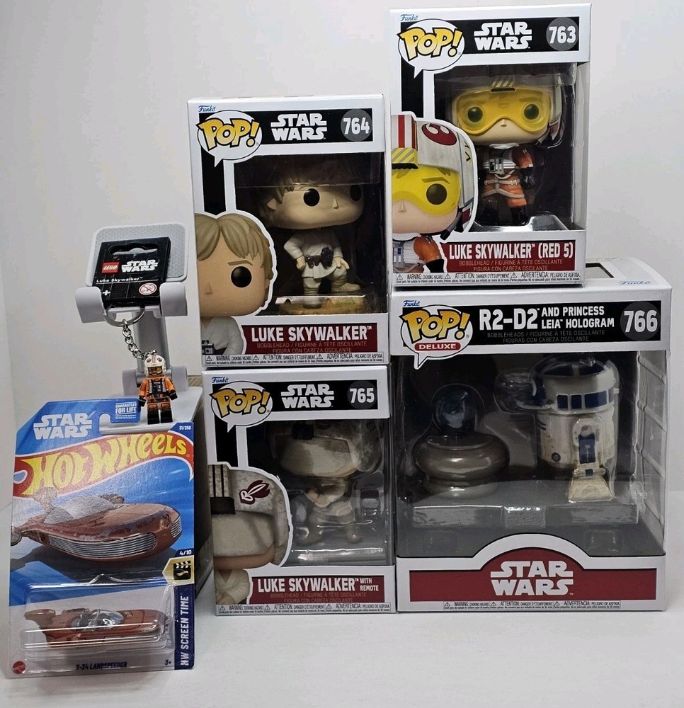 Star Wars Bundle with Funko Pop Hot Wheels and Lego Keychains Luke R2D2