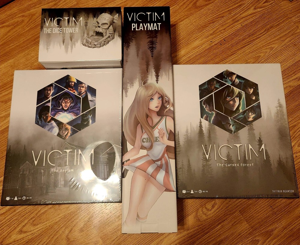 Victim Board Game + Asylum & Cursed Forest Expansions  + Dice Tower/Mat **NEW**