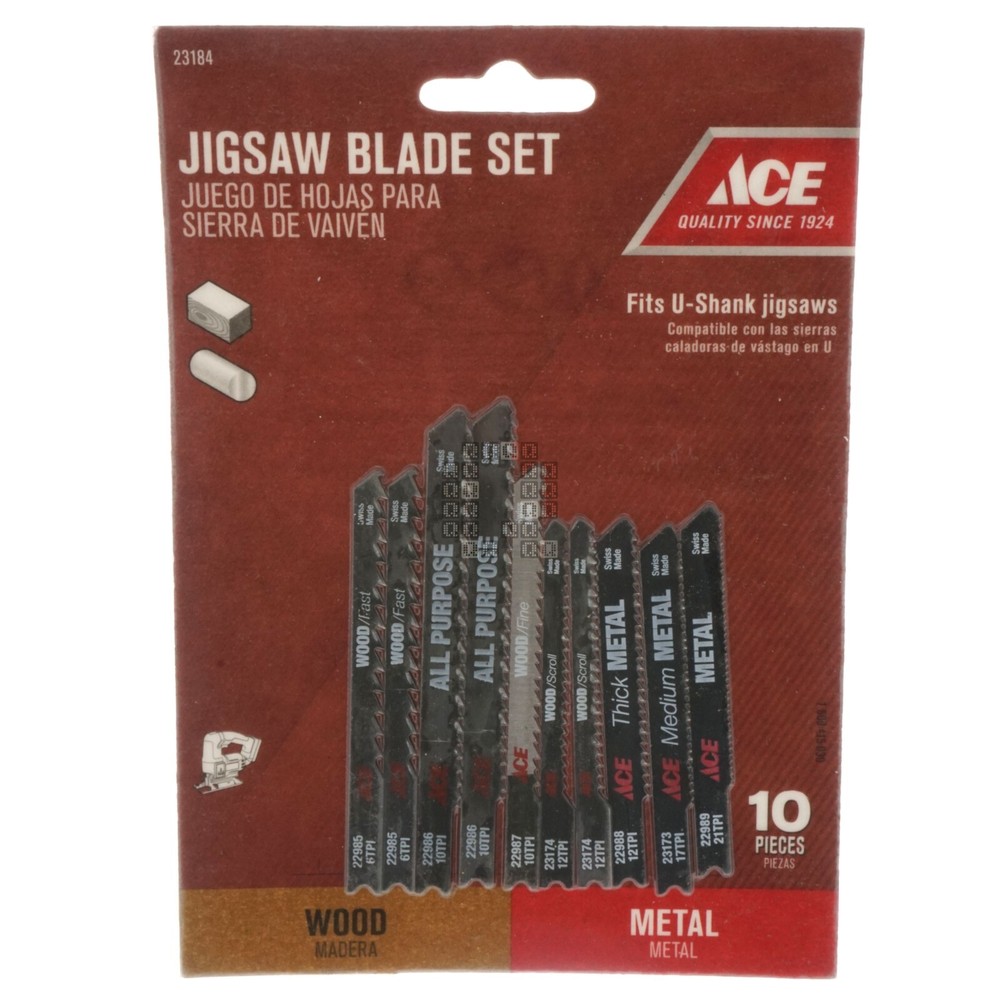 ACE Hardware 10-Piece U-Shank Jigsaw Blade Set for Wood & Metal Cutting-image