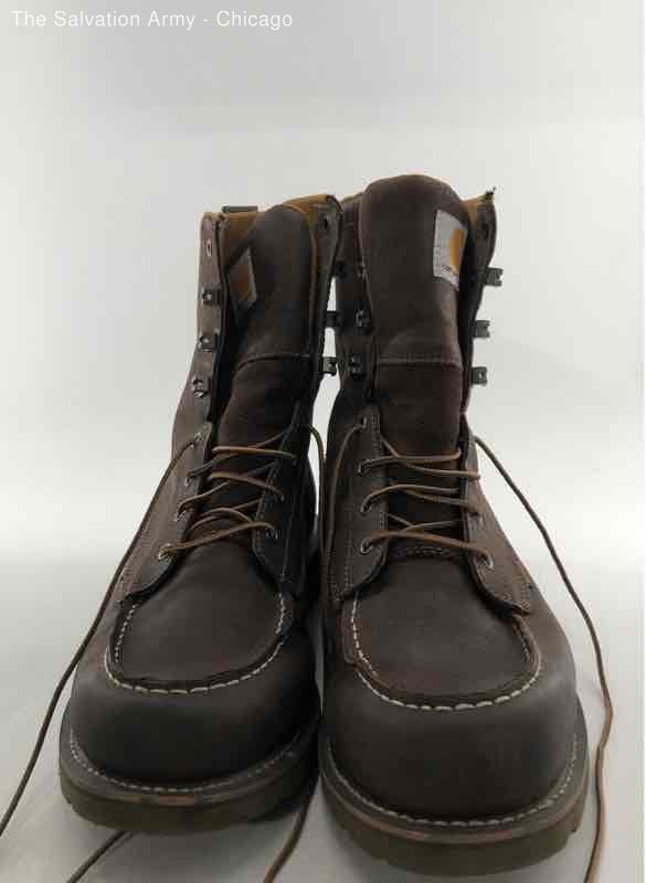 Carhartt Mens Brown Leather Moc Toe Waterproof Wedge Work Boots Size 14
