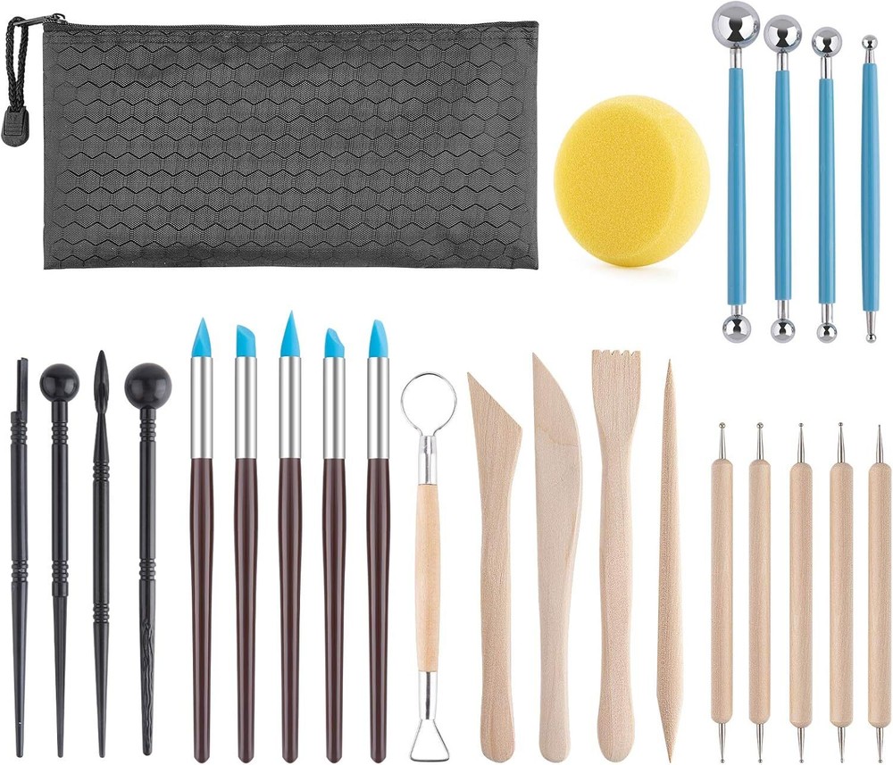 Clay Tools Kit, 25 PCS Polymer Clay Tools, Ceramics Clay Sculpting Tools Kits, A
