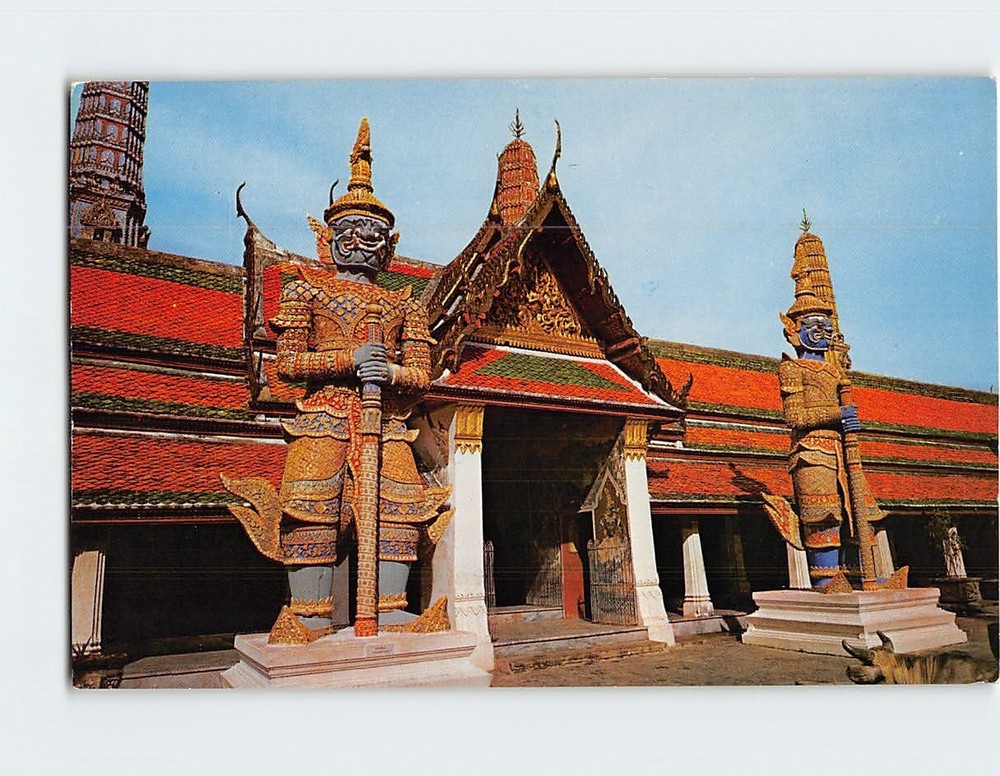 Postcard Great Giants Temple Emerald Buddha Bangkok Thailand