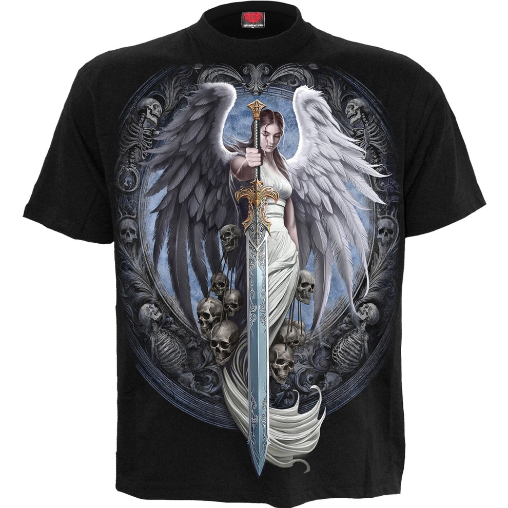Angel Warrior Sword T-Shirt Gothic Angel Skull Dark Fantasy Tee