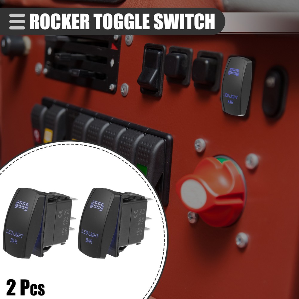 2pcs LED Light Bar 5 Pin Toggle Rocker Switch for Car Boat ATV UTV Blue Laser