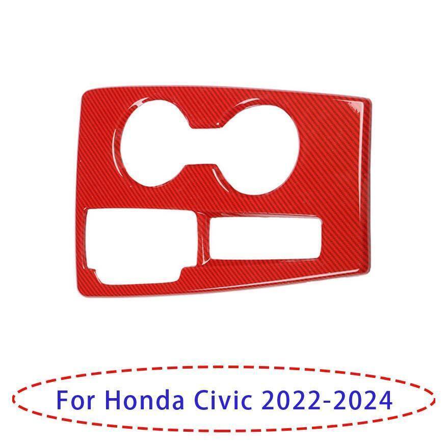 2022-24 Honda Civic Red Carbon Fiber Gear Shift Panel Trim 1pc