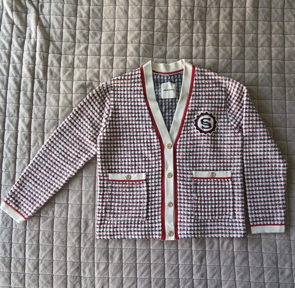 Sandro Rizee Tweed Cardigan/Coatigan Size 0