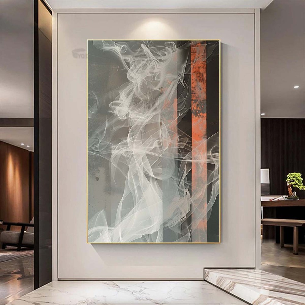 Modern House Decor Abstract Hand-painted oil painting on canvas gray black