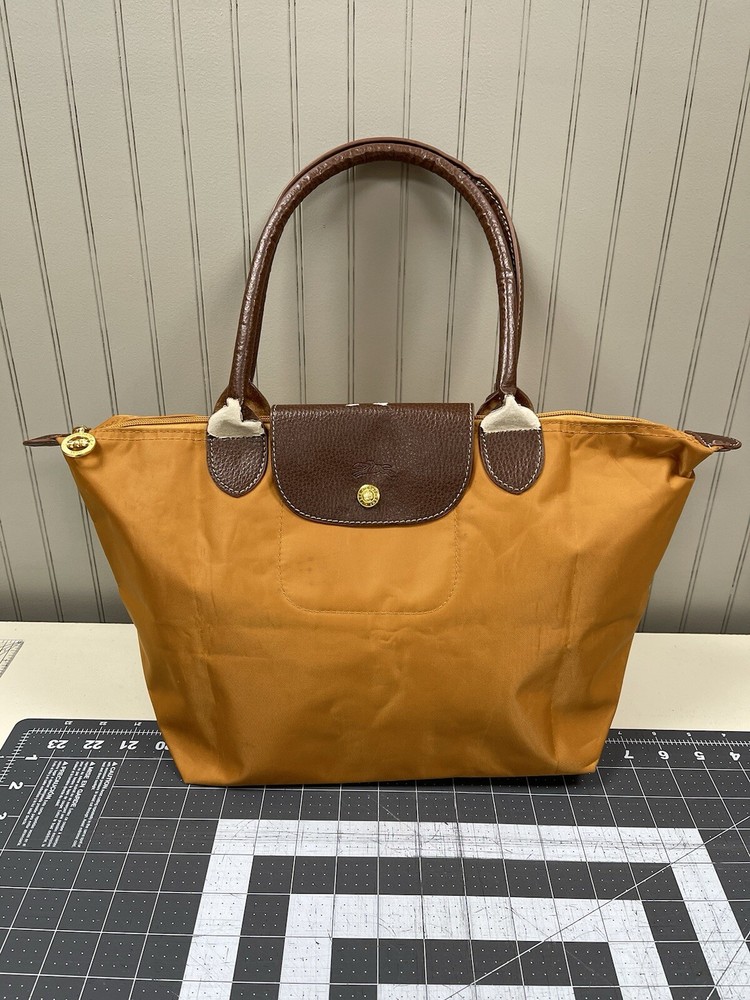 Longchamp Le Pliage Shoulder Zipper Top Tote Bag Yellow Orange Women's