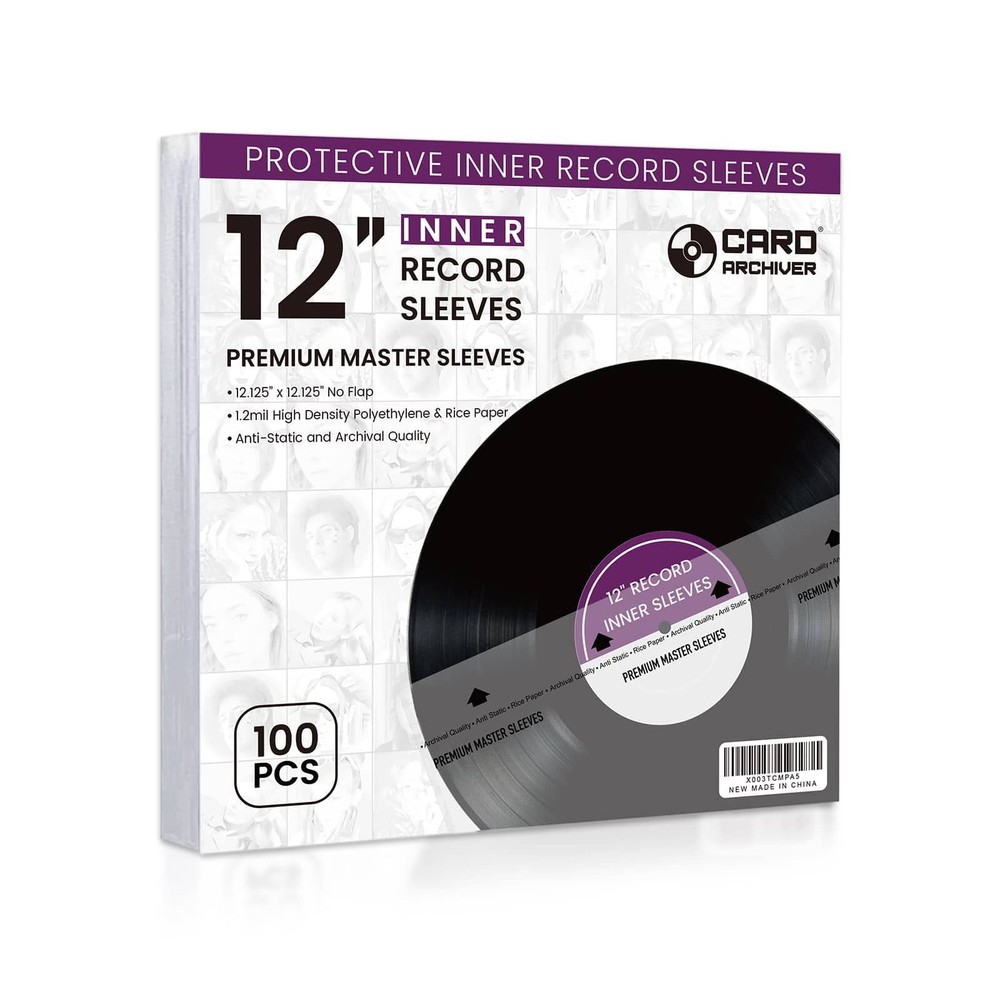 100-Pack 3-Ply Vinyl-Record Inner Sleeves - 12 Inch Anti Static Rice Paper LP...
