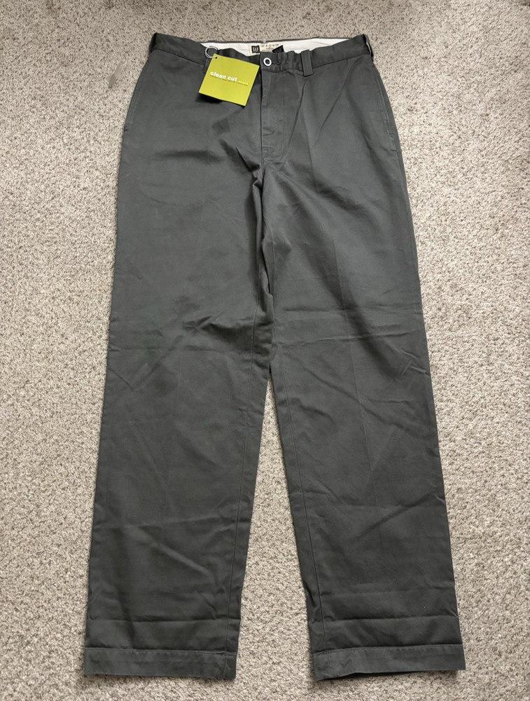 NEW Vintage GAP Pants Mens Size 35x34 Green Clean Cut Military Chino Relaxed