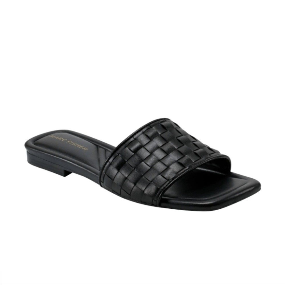 Marc Fisher Lecee Woven Black Flat Sandals Size 8.5 New Retail 85