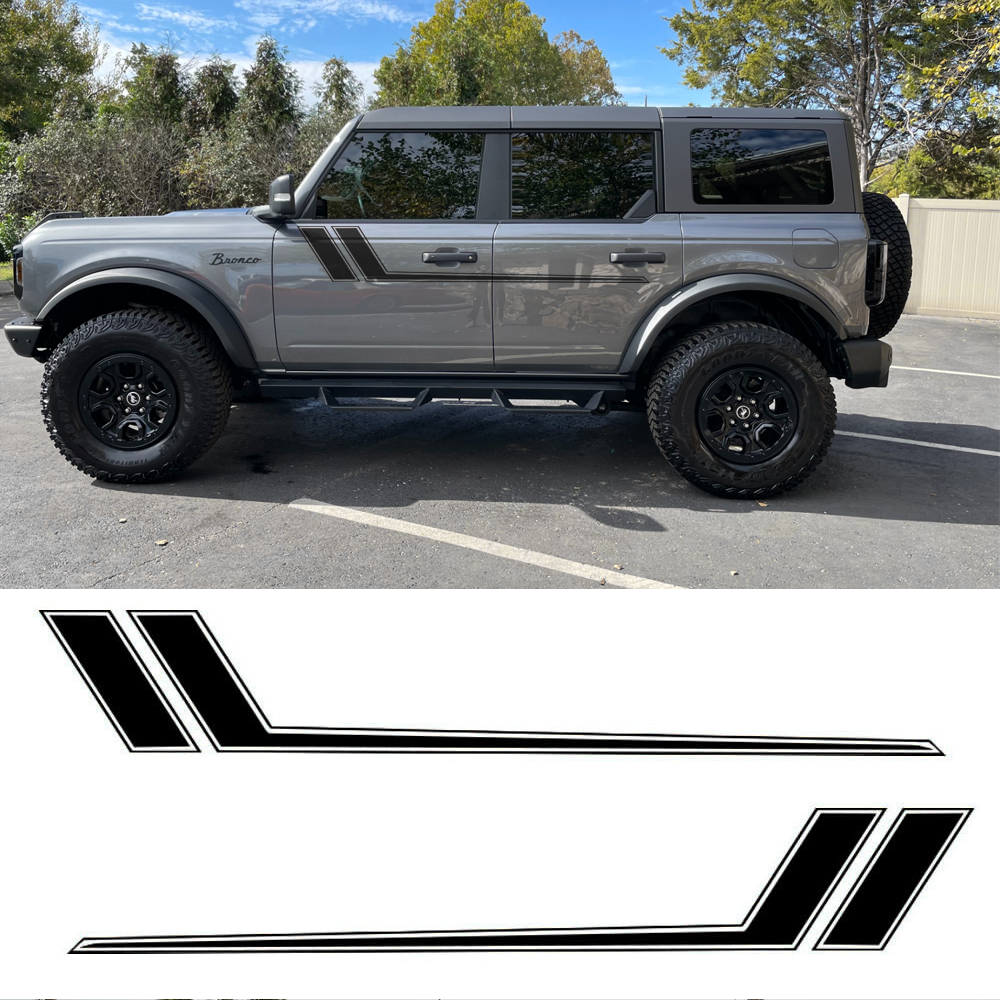 Black Sport Side Door Truck Hockey Stripe Vinyl Decal For Ford Bronco 2021-2024