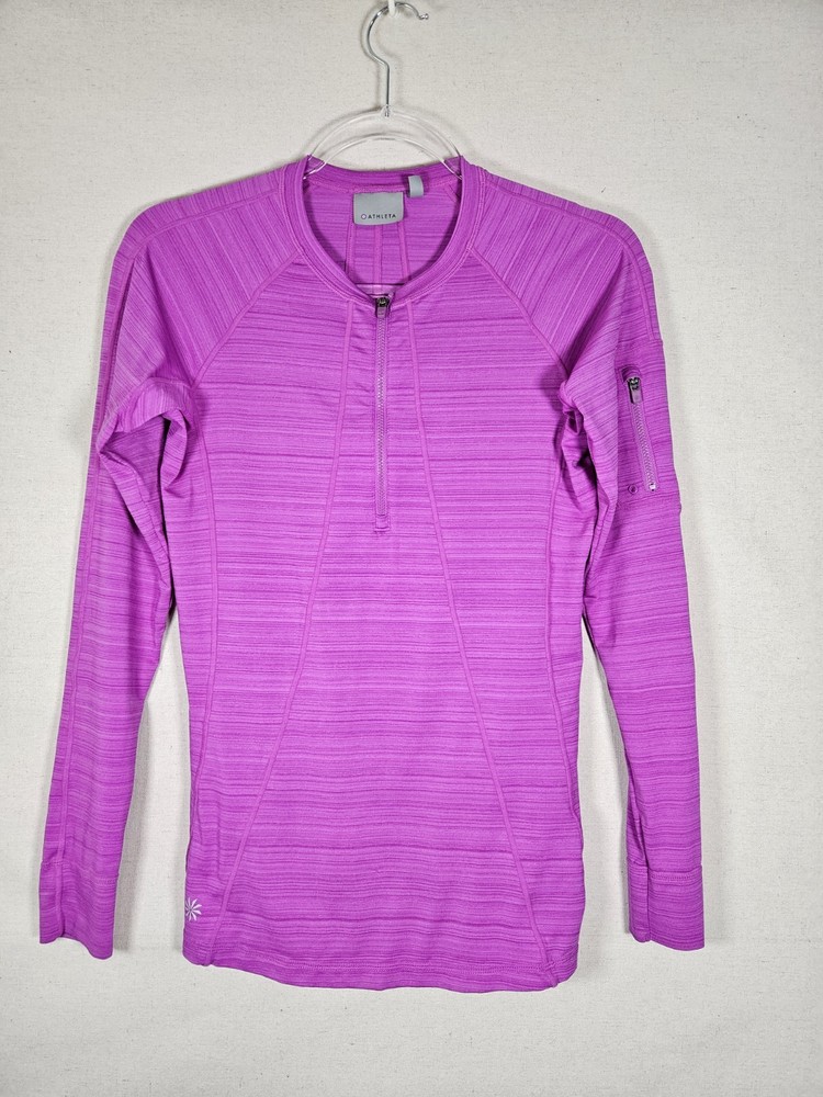 Athleta Women's Long Sleeve 1/4 Zip Athletic Pullover Size Small Purple Stretch