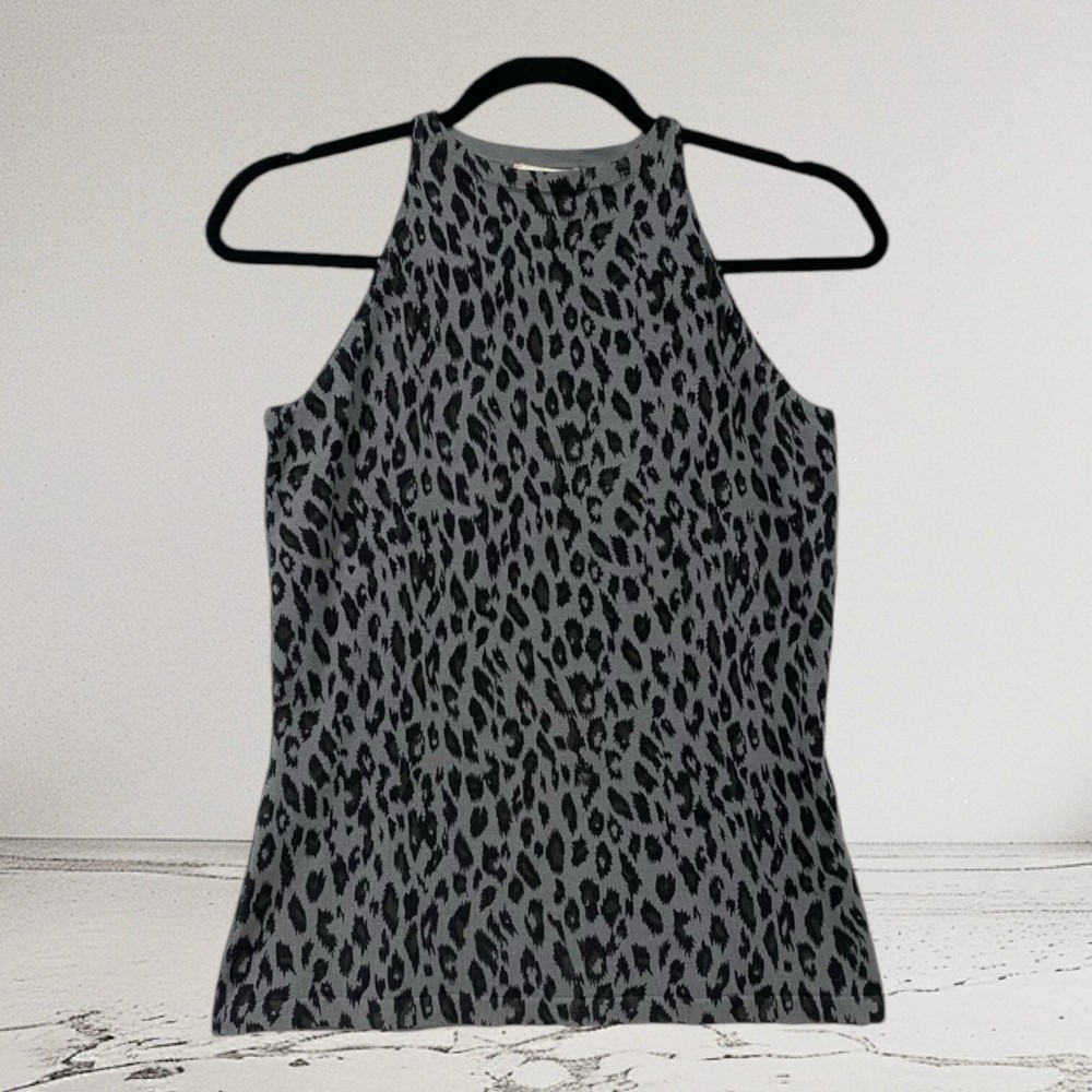 White House Black Market Animal Print Knit Top Women’s Small Soft Silk Blend