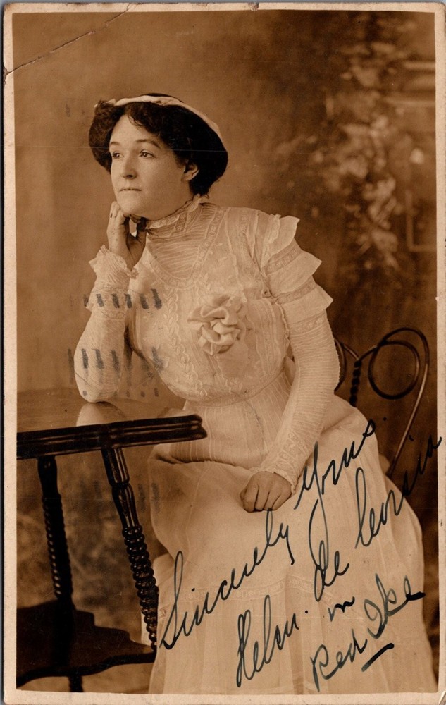 1910 Helén de Lenia Signed RPPC Postcard - Actress Red Ike Denton TX