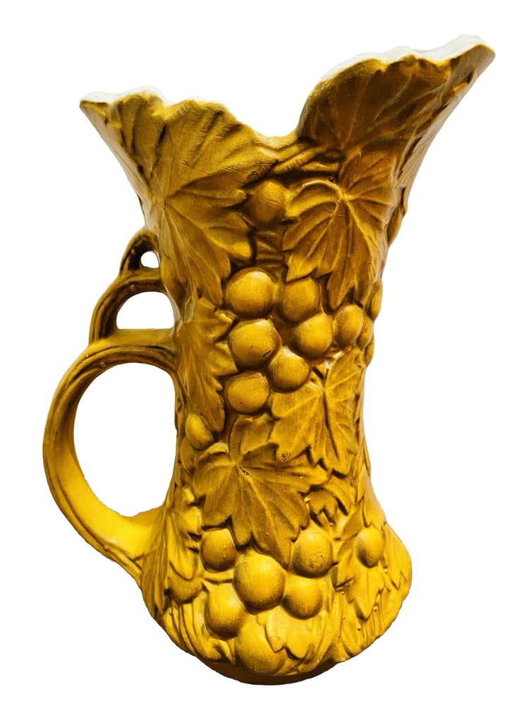 SET OF 3 McCoy Pottery Grape & Leaf Pitchers Yellow Green Red MCM