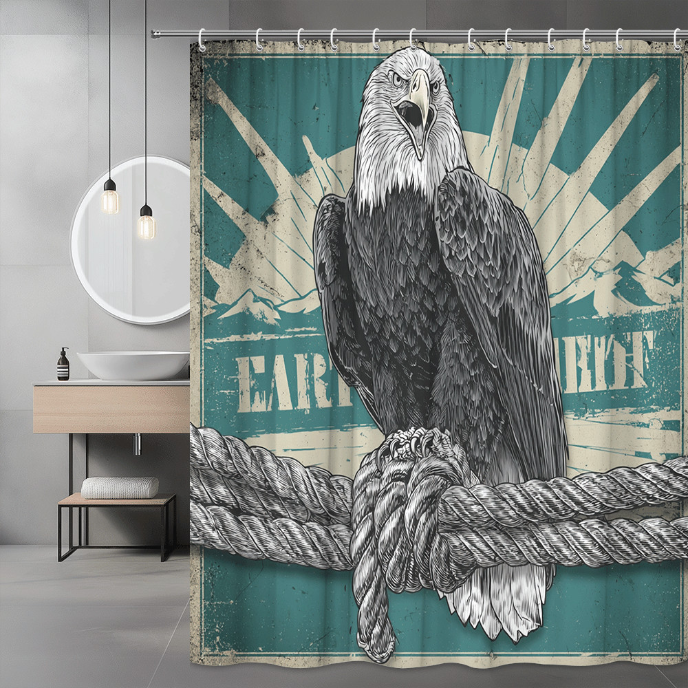 Eagle Shower Curtain Vintage Distressed Graphic Print