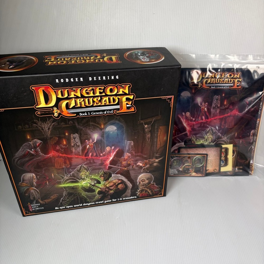 Dungeon Crusade Genesis of Evil 1st Ed Game w/ Update Pack Solo Game Complete