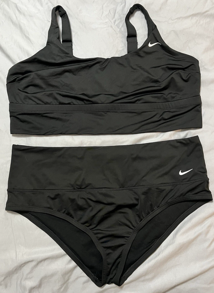 EUC Women's 2X Nike Essentials Swimsuit Scoop Neck Top & High Waisted Bottoms