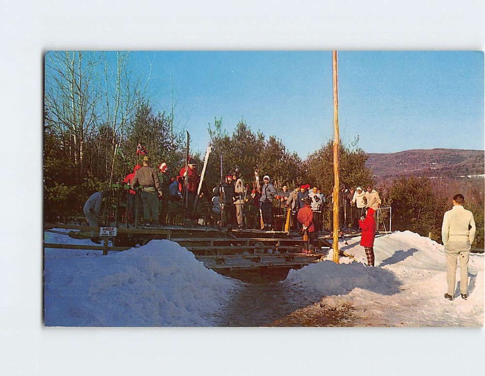 Postcard Skiers & Toboggan Riders Eastover Inc. Lenox Massachusetts USA