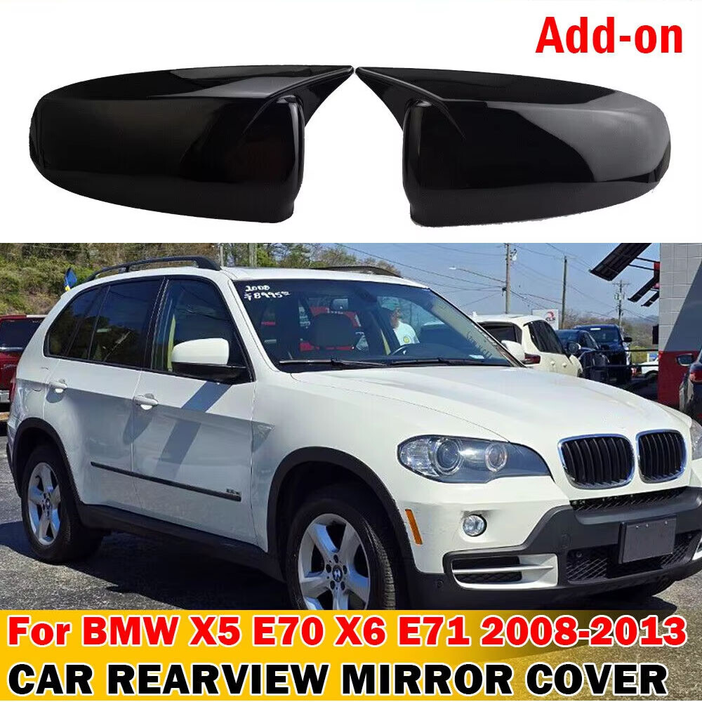 For BMW X5 E70 X6 E71 2008-2013 Rearview Side Mirror Cover Wing Cap Trim Add on
