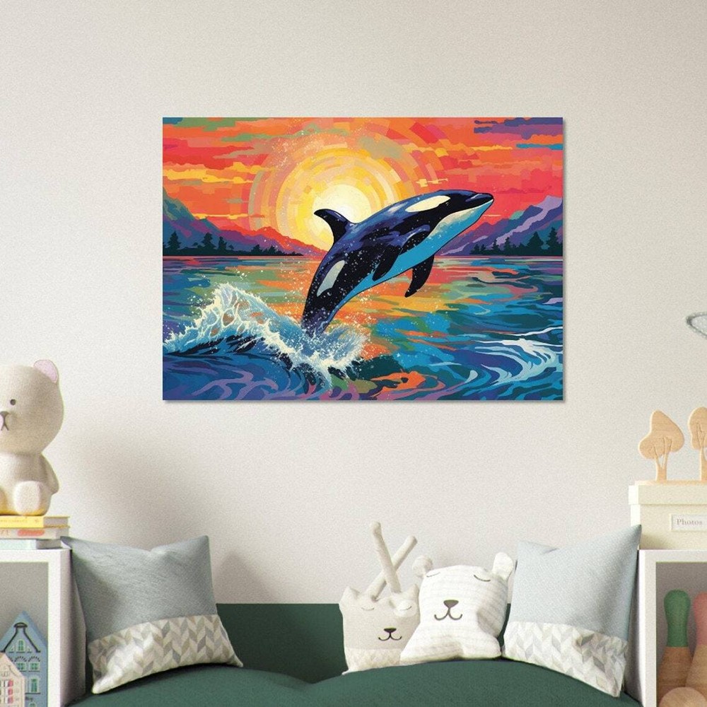 Killer Whale Vibrant Abstract Wall Art Canvas Unframed Print Art