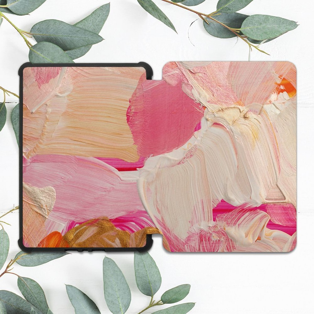 Pink Striped Brush Painting Case for Kindle 10th Gen & Paperwhite