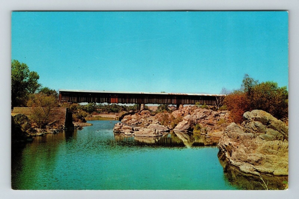 Knights Ferry CA-California Knights Ferry Bridge Scenic View Vintage Postcard