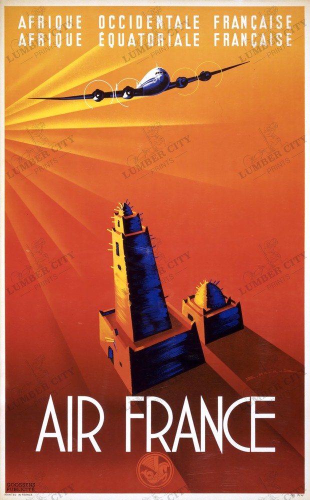 Air France Afrique 1940 Vintage Travel Poster Maurus Wall Art Print Retro