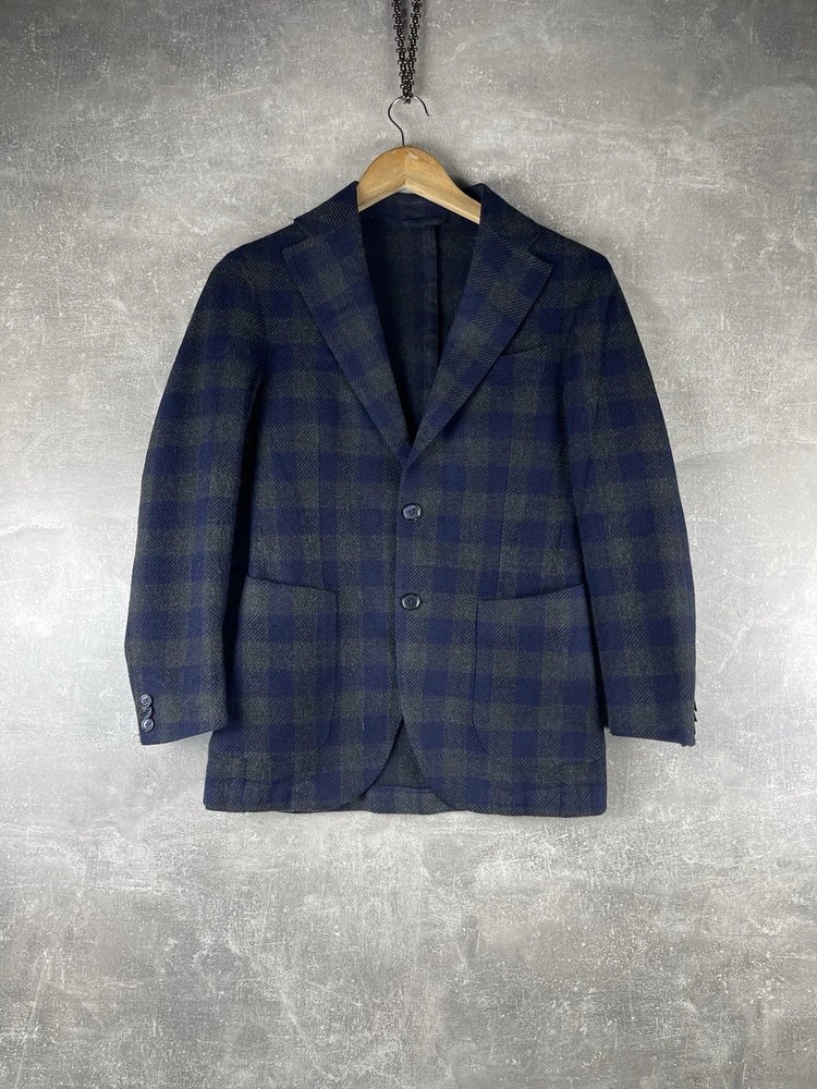 L.B.M. 1911 Wool Blazer Gallarate Line Blue Green Check Size 44 Made in Italy