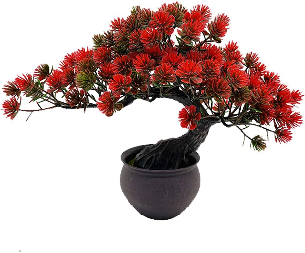 Realistic Artificial Juniper Bonsai Potted Japanese Pine Faux Plant Decoration