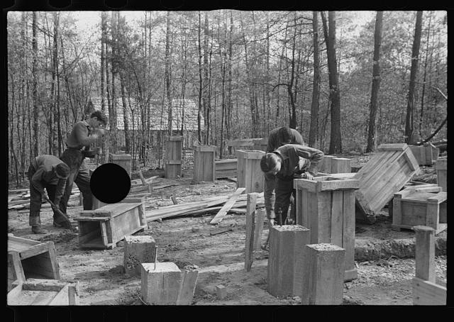 Photo:1930s Men Building Wooden Beehives in Forest Apiary Work Project