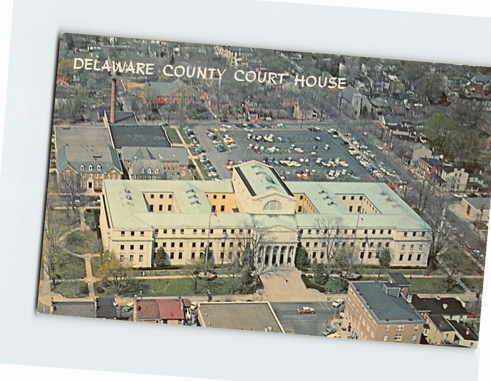Postcard Aerial View Delaware County Courthouse Media Pennsylvania USA