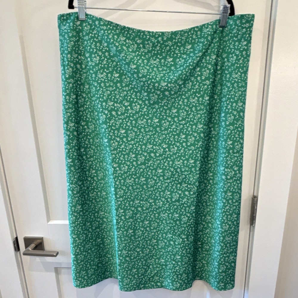 J.CREW Green White Floral A-Line Skirt Long Plus Size 2X Women