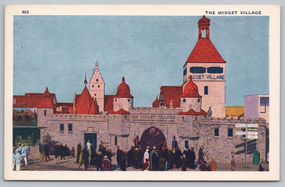1933 Chicago World's Fair Century of Progress Midget Village Linen Postcard UNP