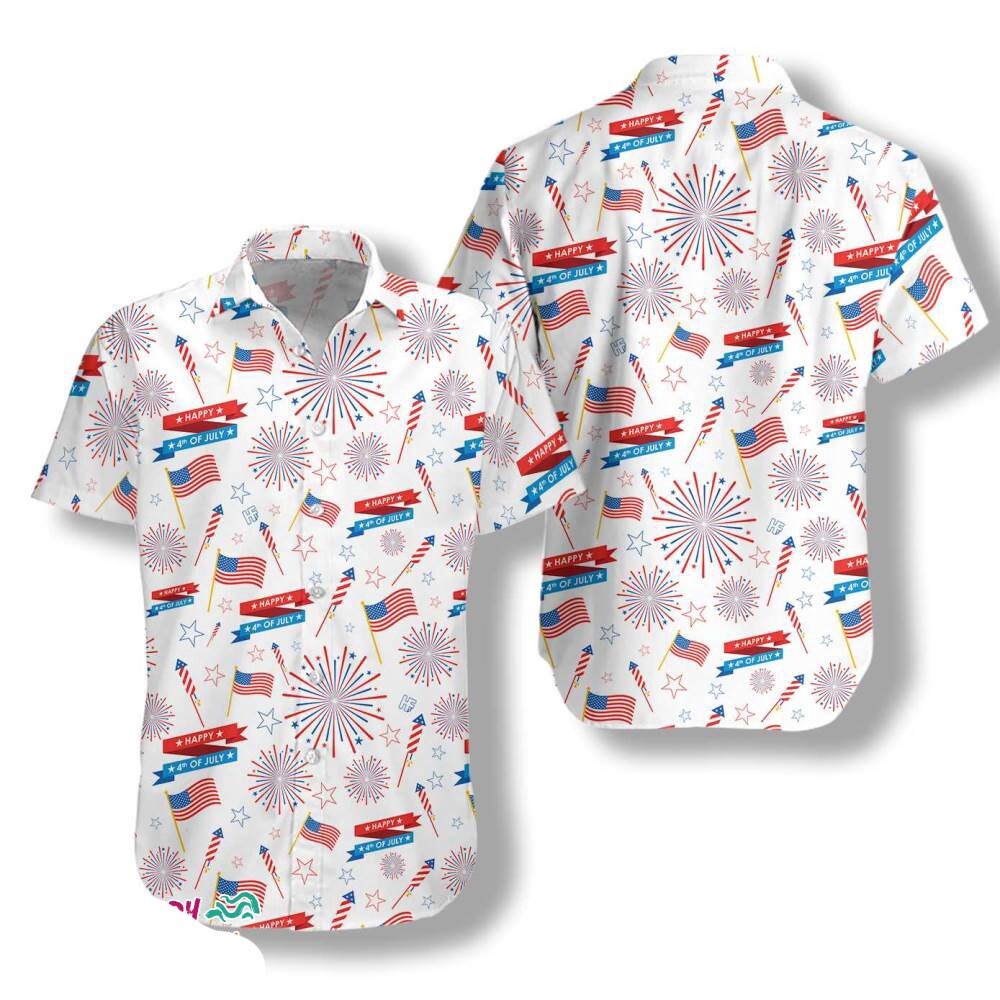 4th Of July US Pattern Patriotic Hawaiian Shirt For Independence Day