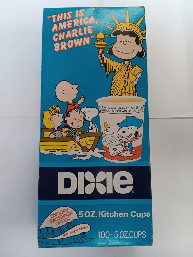 Peanuts Vintage Dixie Cups, This Is America Charlie Brown - Snoopy, Lucy, '80s,