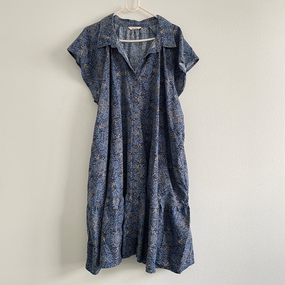 Terra Sky Dress Women 2X Blue Shirt Button Collared Mini Academia Preppy Piasley