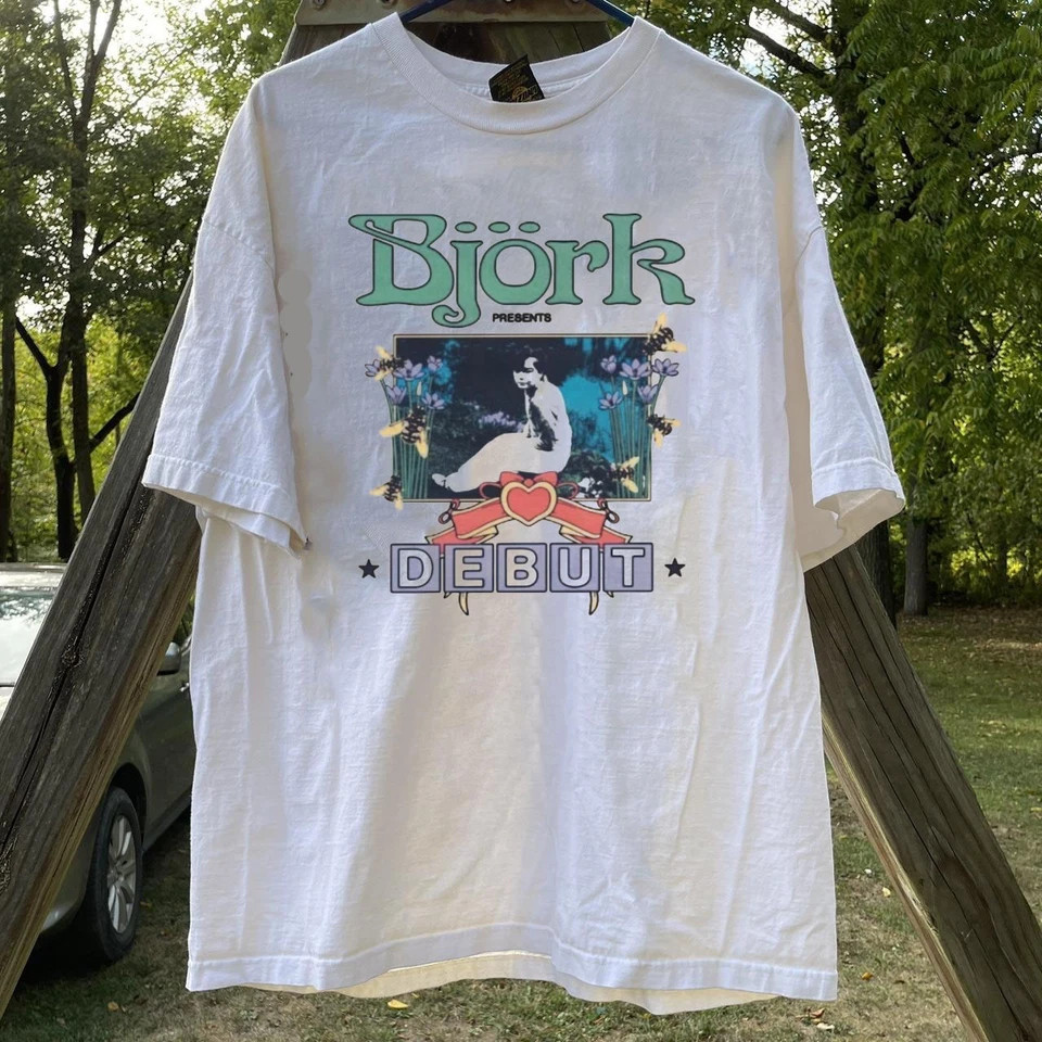 Bjork Debut classic style unisex white short sleeve tshirt