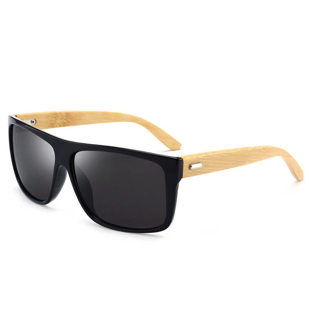Men\'s Polarized Sunglasses with UV Protection, PC and Bamboo Frame, Lightweight