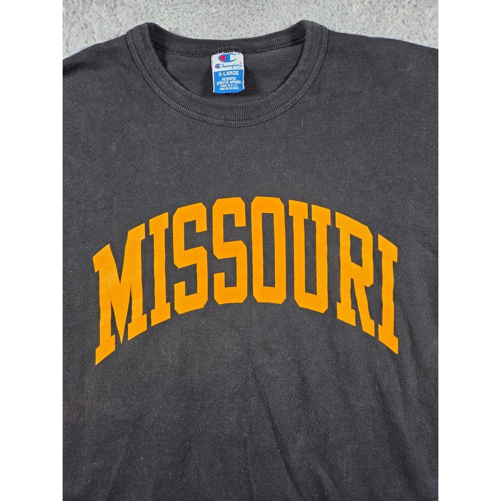 Champion Missouri T-Shirt XL Black Mens Vintage 90s Made in USA Arch Logo
