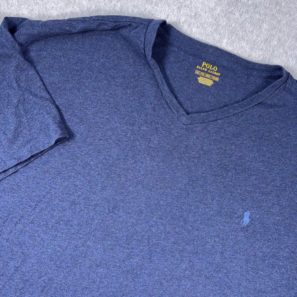 Polo Ralph Lauren T-Shirt Mens 3XLT Blue Heathered V-Neck Embroidered Logo Pony