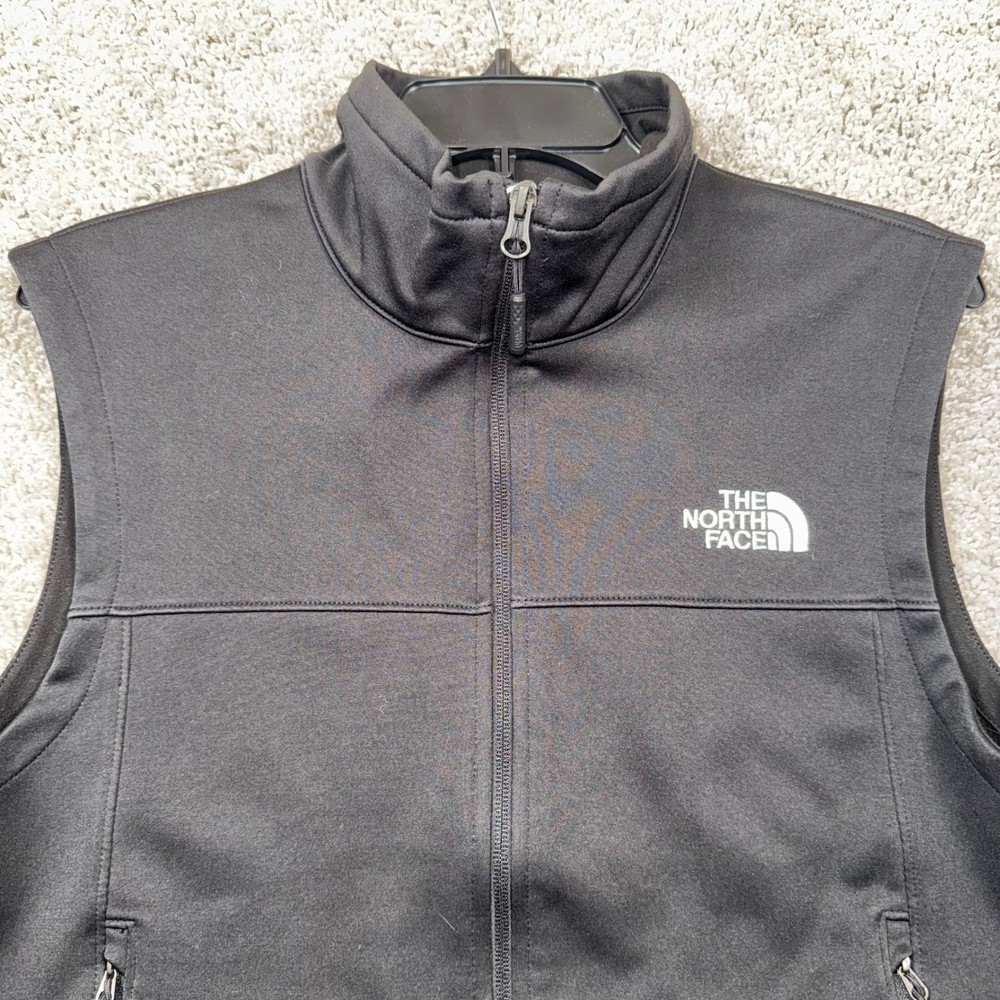 The North Face Mens Windwall Softshell Vest Black Full Zip Sleeveless Sz Medium