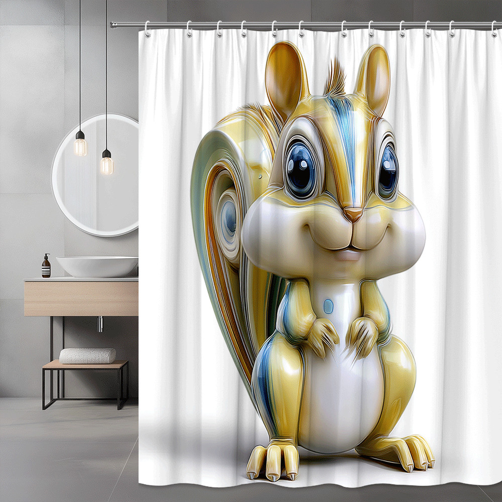 Cute Squirrel Shower Curtain Cartoon Animal Graphic