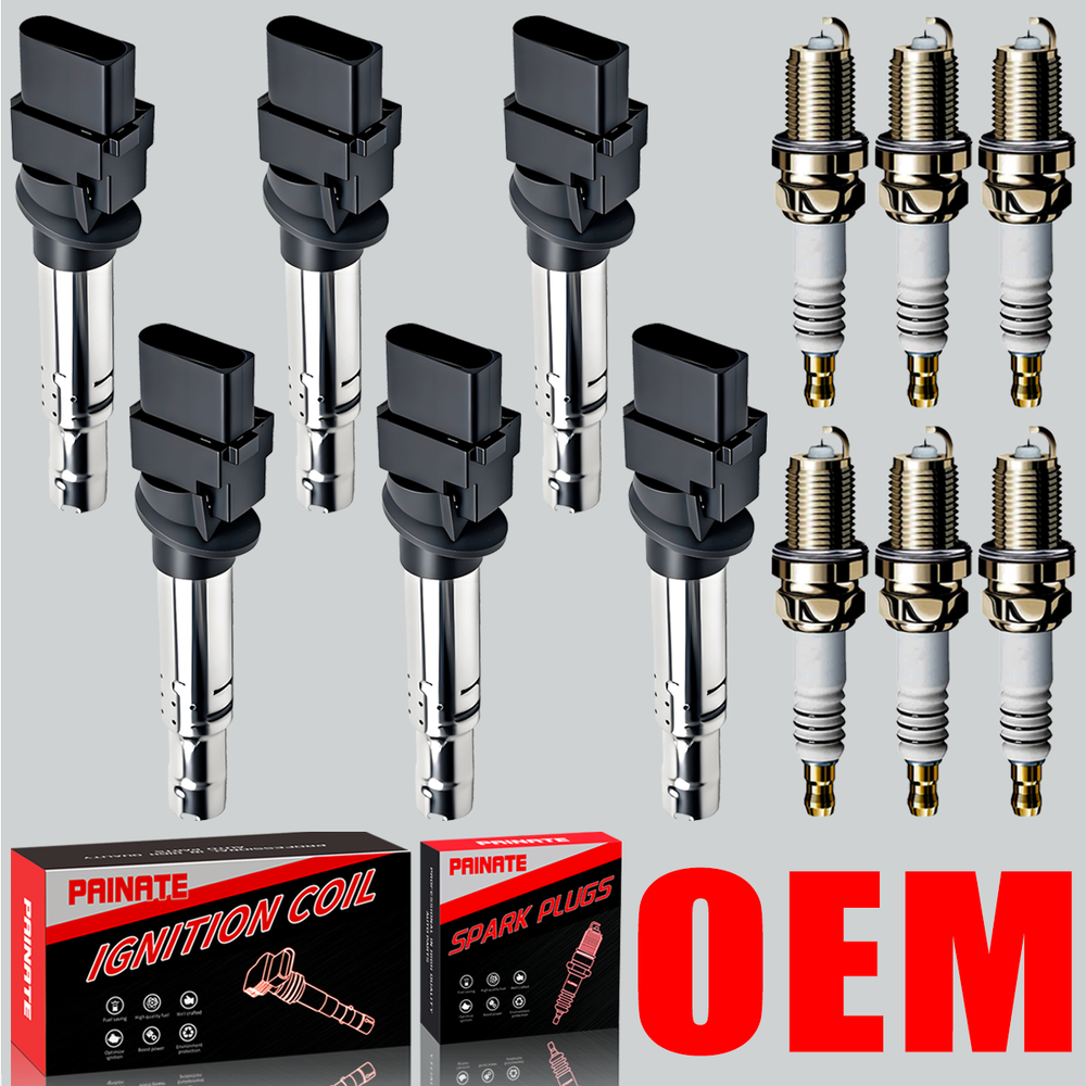 Brand 6X OEM Ignition Coil & 6X Iridium Spark plug For Porsche Cayenne Audi 3.6L