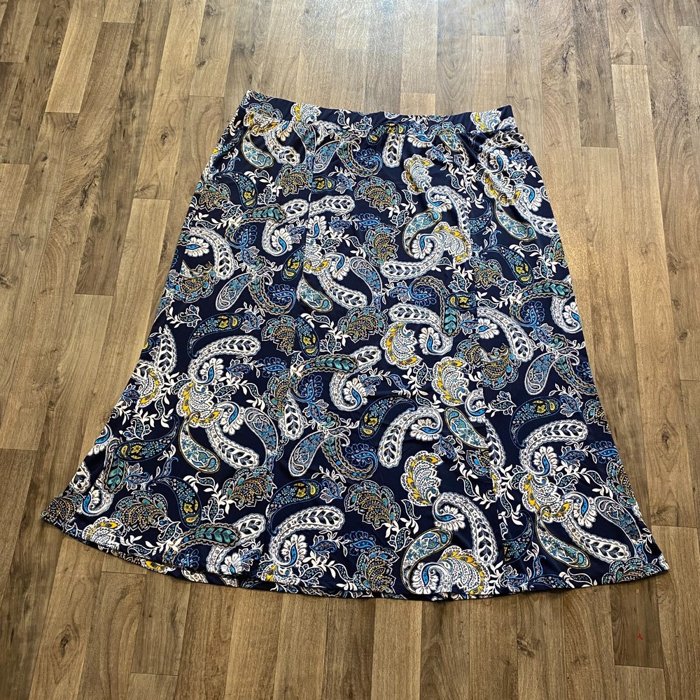 Jessica London Paisley Blue Skirt Size 30/32