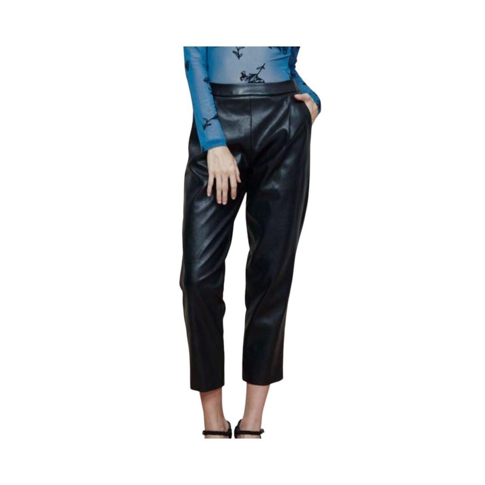 NWT Minkpink Pants Womens Medium Black Highwaisted Faux Leather Tapered *Flaw