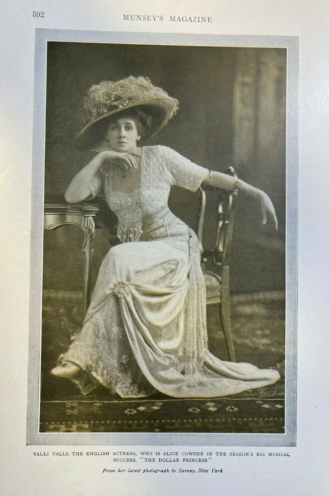 1910 Vintage Magazine Illustration English Actress Valli Valli