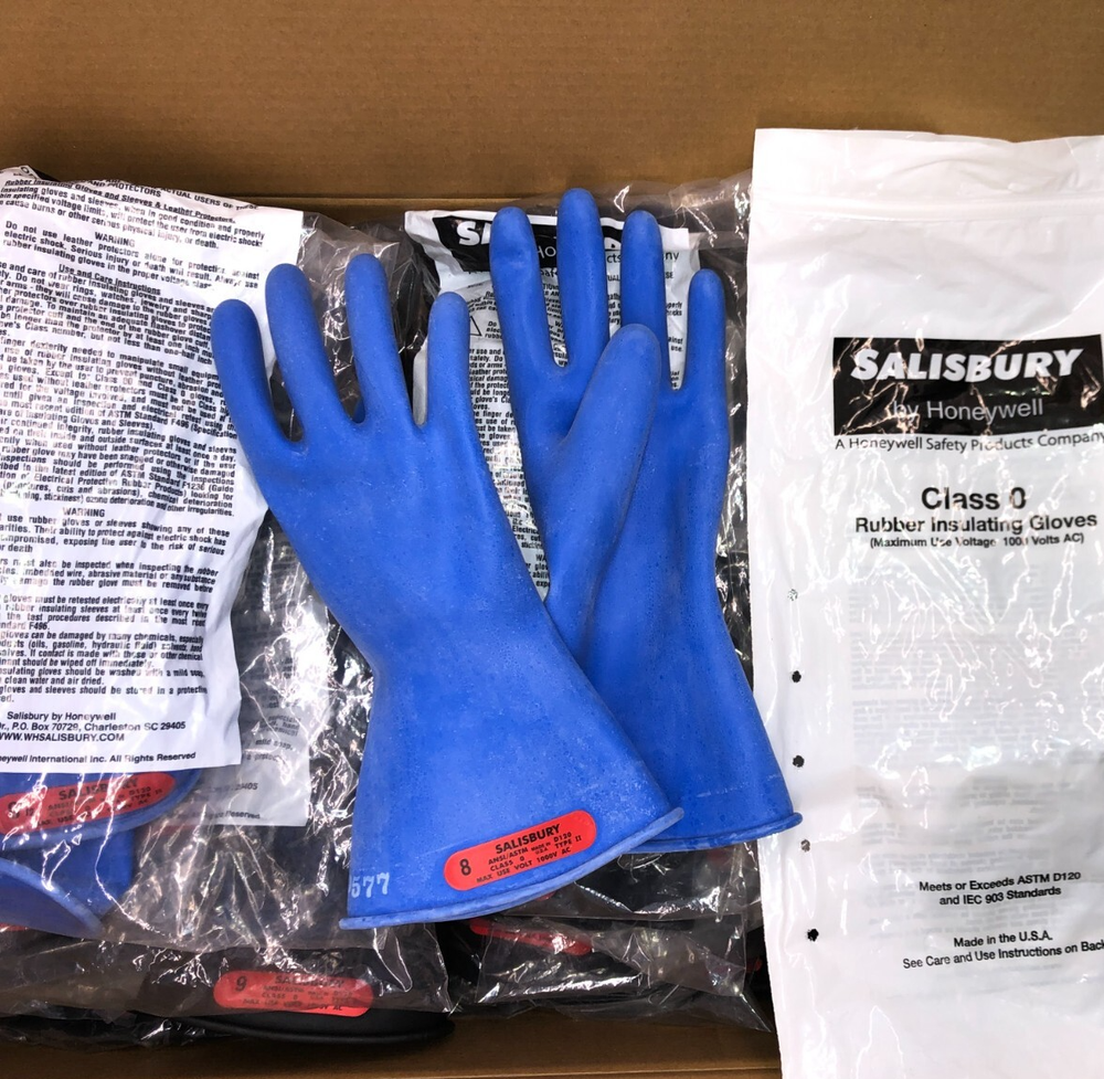 SALISBURY sz 8 D120 LINEMAN electrical insulating rubber GLOVES TYPE II 1000V AC
